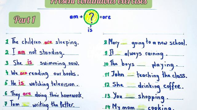 Present Continuous Exercises #english #grammar #learn #test #exercise