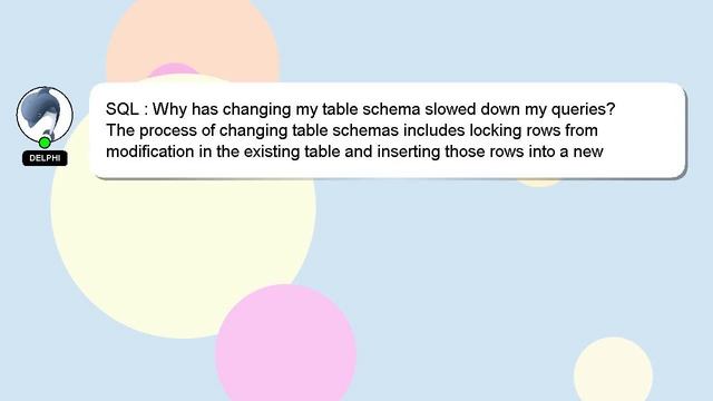 SQL : Why has changing my table schema slowed down my queries? смотреть онлайн