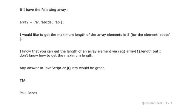 jQuery : get maximum length of JavaScript array element смотреть онлайн