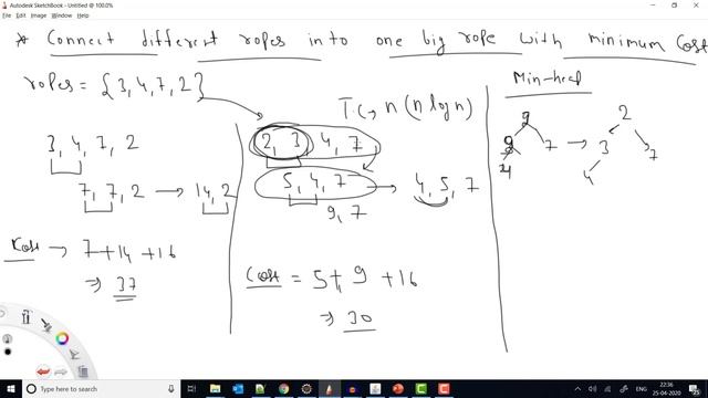 Heap - 12: Connect different ropes into one big rope with minimum cost смотреть онлайн