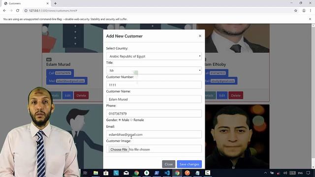 52 Nodejs MVC Knockout Project FrontEnd Edit Customer Data and Update his her data смотреть онлайн