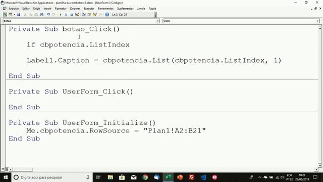 Como pegar a segunda coluna do combobox no Excel VBA com edivam cabral смотреть онлайн