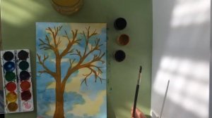 #18. ВЕСЕННИЙ ПЕЙЗАЖ. ГРАЧИ ПРИЛЕТЕЛИ. РИСУНОК С ДЕТЬМИ 6 - 7 ЛЕТ.