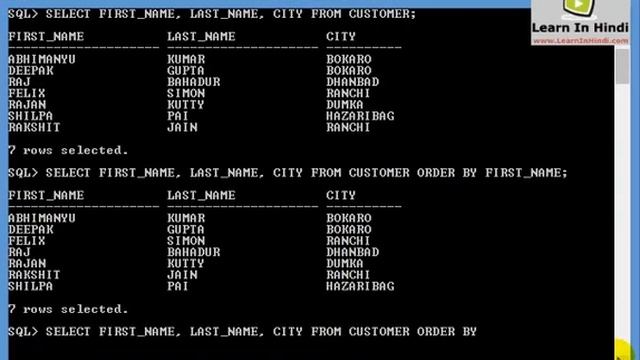 ORDER BY Clause in Oracle смотреть онлайн