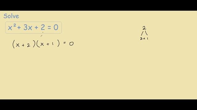 Solve x^2 + 3x + 2 = 0 смотреть онлайн