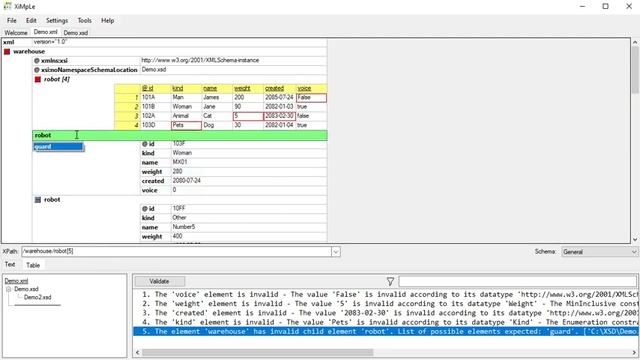 Validate XML with XSD schemas in XiMpLe editor - Part V смотреть онлайн