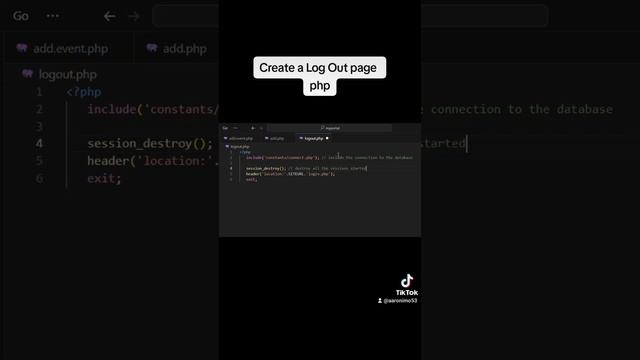Create a log Out page in php смотреть онлайн