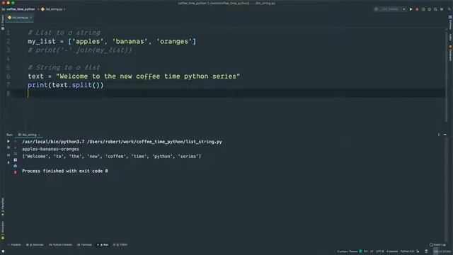 Convert list to a string and string to a list in Python | Coffee Time Python смотреть онлайн