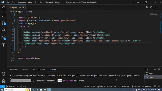 Material UI In React JS Tutorial #2 Button Component | Material UI V5 | Urdu/Hindi смотреть онлайн