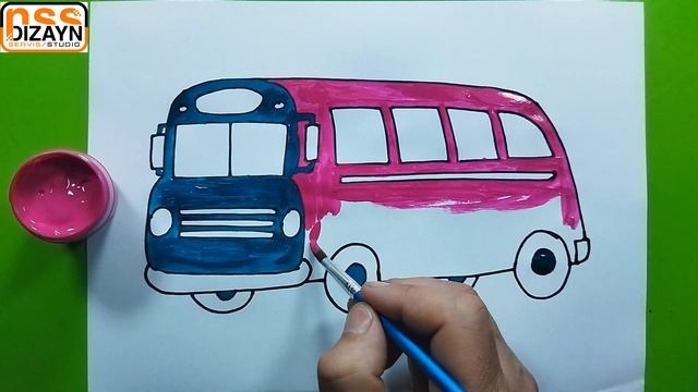 Bolalar uchun avtobus rasm chizish /Рисование автобус для детей /Drawing school bus for children смотреть онлайн