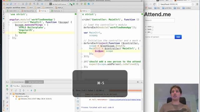 BDD with AngularJS Webstorm and Karma part 1 смотреть онлайн