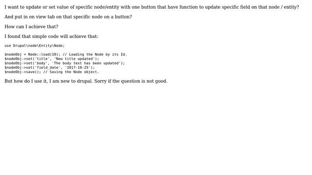 Drupal: Where might I place code to programmatically update nodes? смотреть онлайн