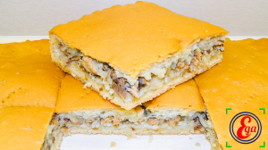 Замечательный сытный пирог с рыбными консервами