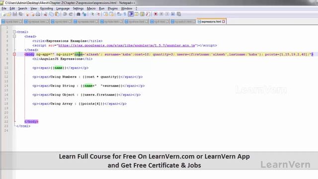 What is the AngularJS Expressions in Hindi for FREE on LearnVern смотреть онлайн