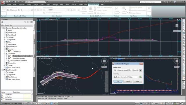 Editing a Corridor in Section. AutoCAD Civil 3D 2012 смотреть онлайн