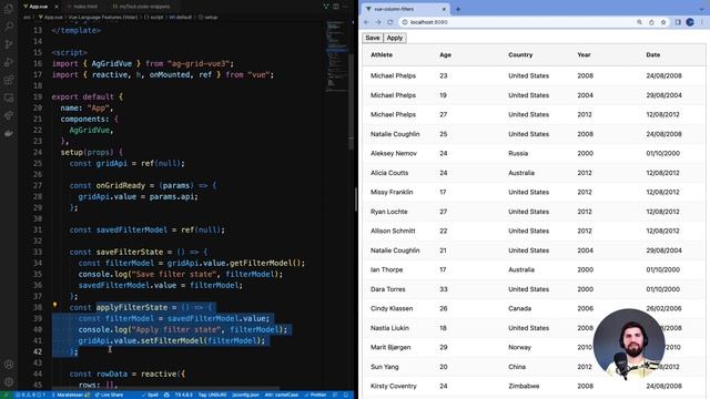 Vue Data Grid built-in column filters overview for AG Grid смотреть онлайн