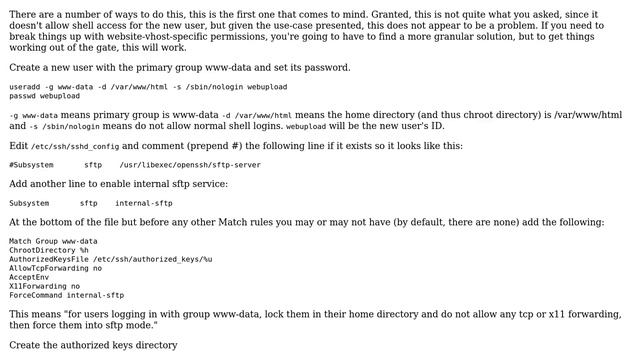 How would I add an SSH user as a member of www-data jailed to /var/www/html/? смотреть онлайн