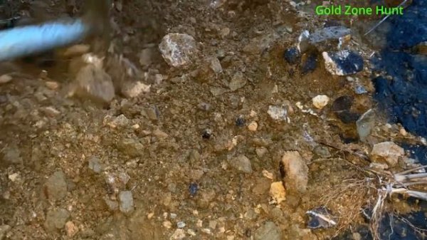 finding gold! gold miner found a lot of gold under stone on top mountain
