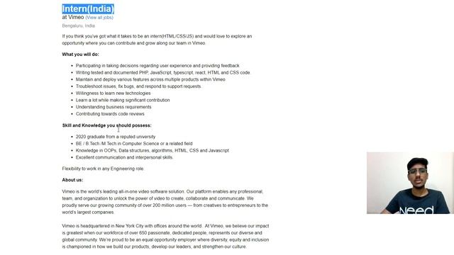 Internships for Graduate | BE / B.Tech /M.Tech | Vimeo Internship 2021| Off Campus Drive 2021 смотреть онлайн