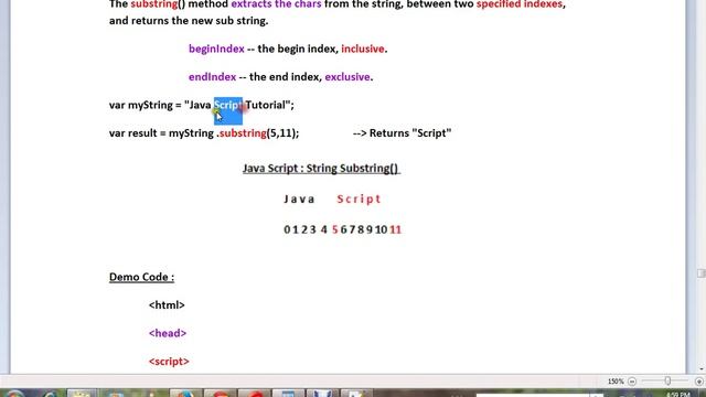STRINGS SUBSTRING METHOD IN JAVASCRIPT DEMO смотреть онлайн