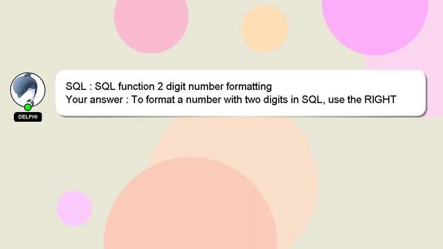 SQL : SQL function 2 digit number formatting смотреть онлайн