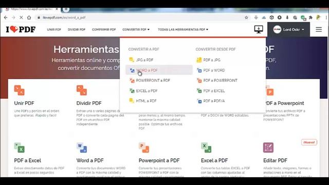 Convertir archivo de Word, Ecxel, Power point a PDF en linea ilovepdf смотреть онлайн