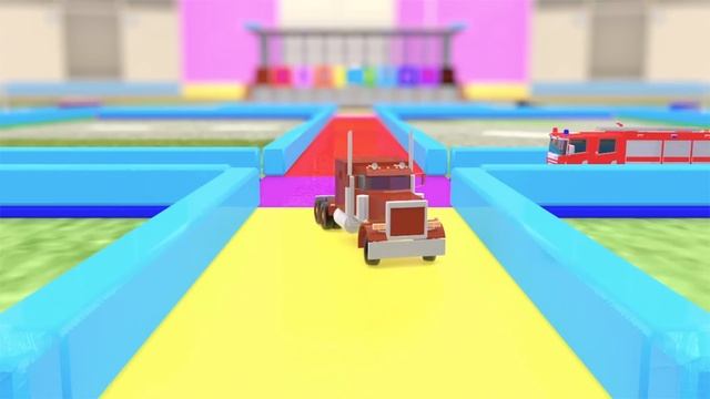 Parking Color Cartoon with Trucks and Cars Water Slide Colors for Kids Nursery Rhymes for Children смотреть онлайн