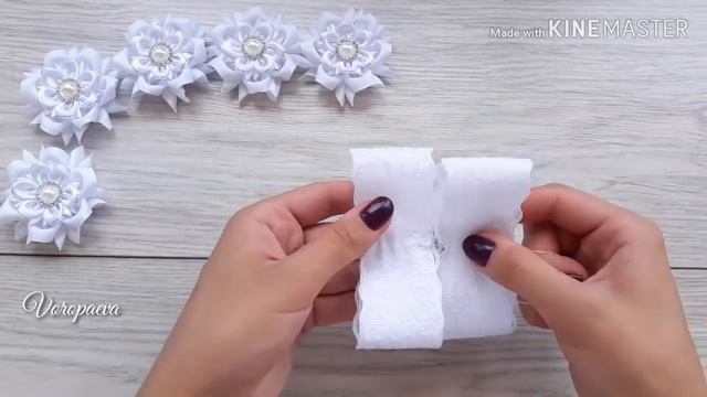 Украшение на пучок / гульку и лента в косу / МК 2 в 1 Канзаши / Hair decoration смотреть онлайн