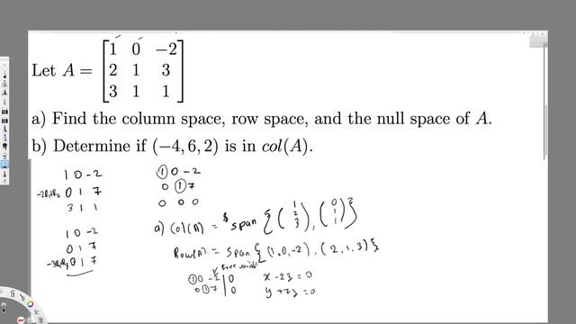 Find the column space, row space, and the null space of A - Linear Algebra смотреть онлайн