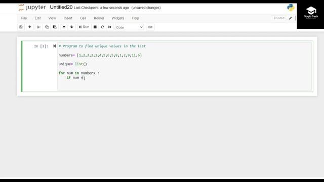 Python program to find unique values in the list смотреть онлайн