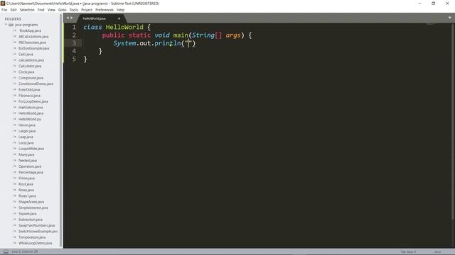 Hello World - Intro to java #1 (using SUBLIME) - Java programs for beginners смотреть онлайн