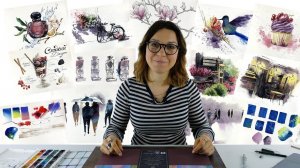 Промо онлайн-курса «Акварельный скетчинг Pro»