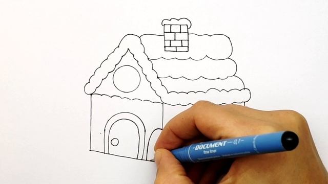 Рисунок на новый Год 2020 - 2021. Как нарисовать заснеженный Новогодний Дом Деда мороза. #331 смотреть онлайн