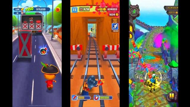 Talking Tom Gold Run VS Subway Surfers Barcelona 2022 VS Temple Run 2 Walkthrough смотреть онлайн