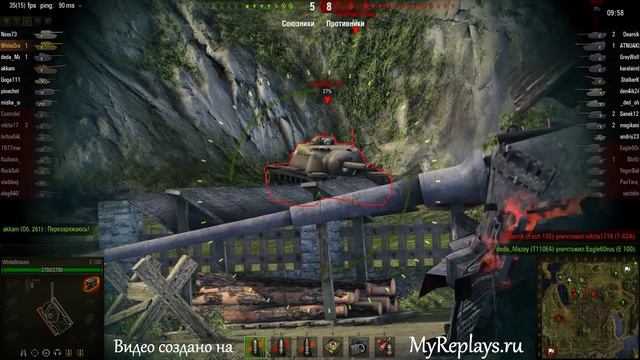 WOT: Топь - E-100 - 3 фрага - смотреть онлайн