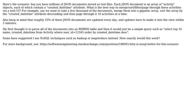 Software Engineering: How best to merge/sort/page through tons of JSON arrays? смотреть онлайн