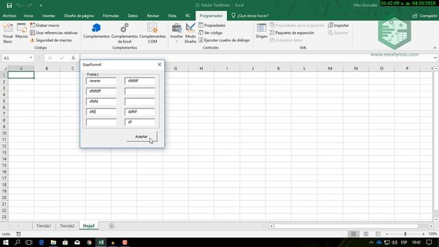 23. Guía Rápida VBA para Excel | Validar TextBoxes agrupados en un Frame смотреть онлайн