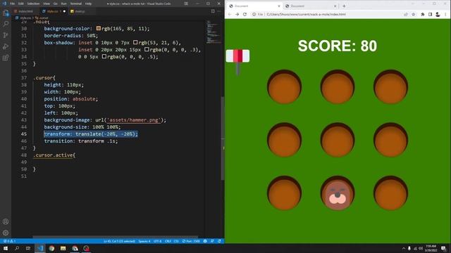 Whack-A-Mole Game - HTML, CSS, and JavaScript смотреть онлайн