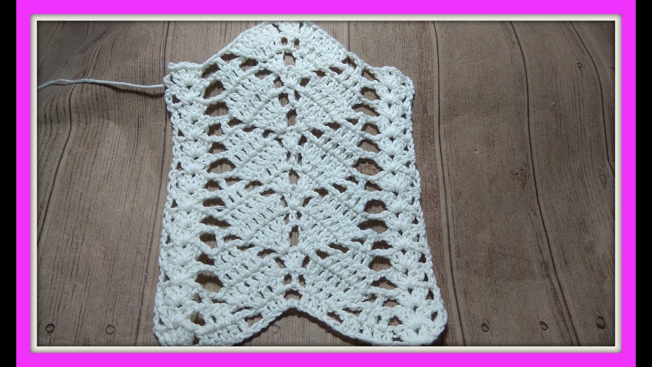 Узор крючком дорожка из ажурных листьев. смотреть онлайн