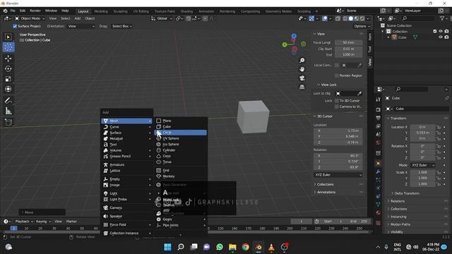 3D Cursor in Blender - Explanation of 3D cursor | Reset 3D cursor | Graph Skill смотреть онлайн