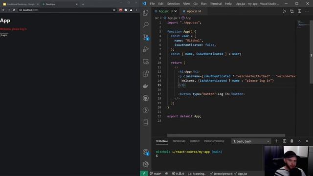 React Course - Fundamentals - Conditional Rendering смотреть онлайн