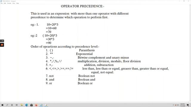 Python - Operator precedence смотреть онлайн