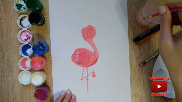 Рисуем фламинго. Розовый фламинго. How to draw a pink Flamingo. смотреть онлайн
