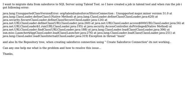 Salesforce: When Migrating data from salesforce to SQL server using Talend tool getting Error смотреть онлайн