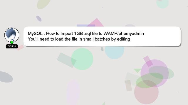 MySQL : How to Import 1GB .sql file to WAMP/phpmyadmin смотреть онлайн