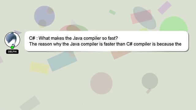 C# : What makes the Java compiler so fast? смотреть онлайн