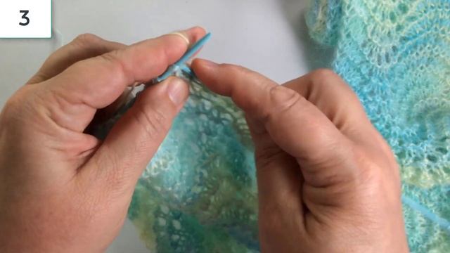 Ажурный шарф узором Old Shale / Вязание спицами.