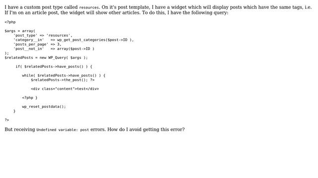 Wordpress: Undefined $post in wp_query смотреть онлайн