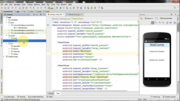 How to Change Font in TextView Text in Android- Android Studio 2017
