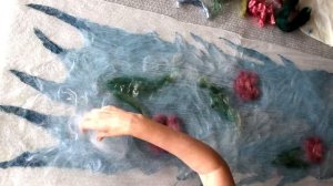 Мокрое валяние. Бохо шарф на марле. Летний тонкий войлок.